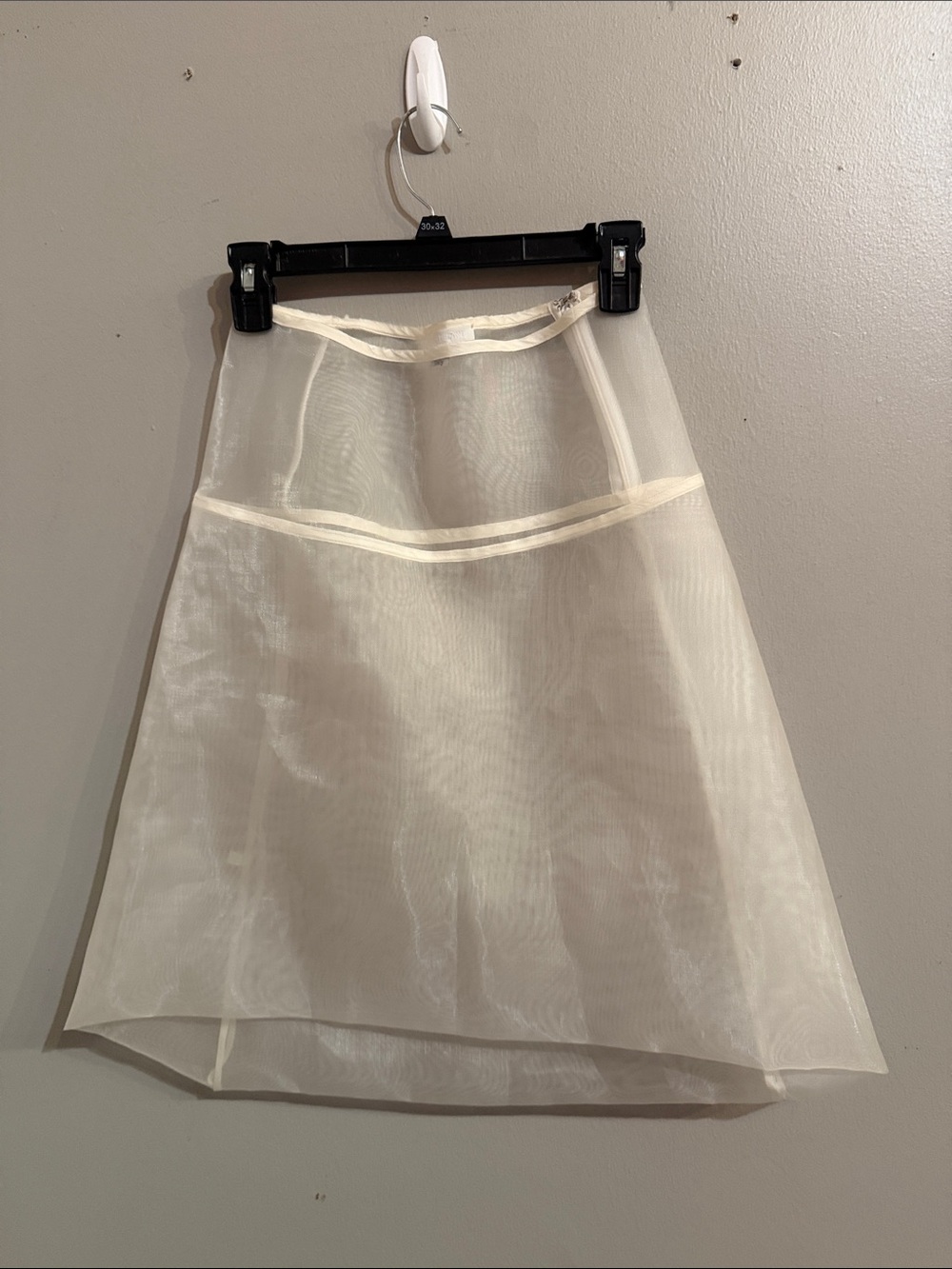 Helmut Lang Ivory Sheer A-Line Skirt